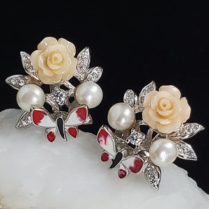Solid Sterling Silver 925 Earrings Pearl